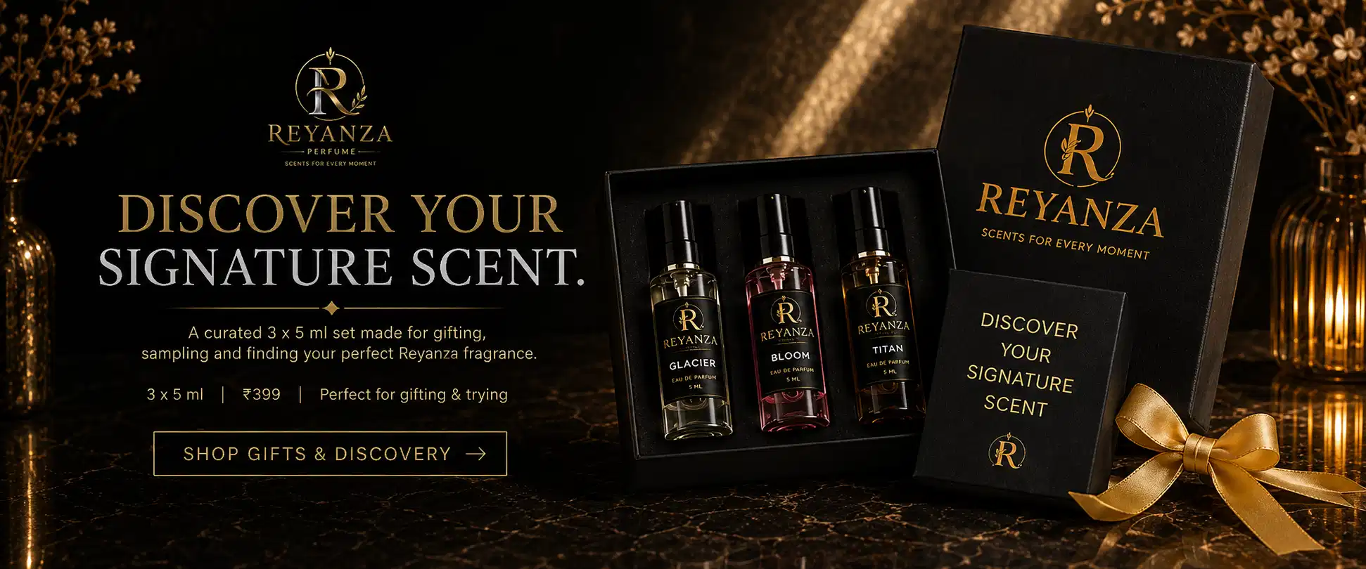 Reyanza perfume discovery gift set fragrances for gifting and sampling