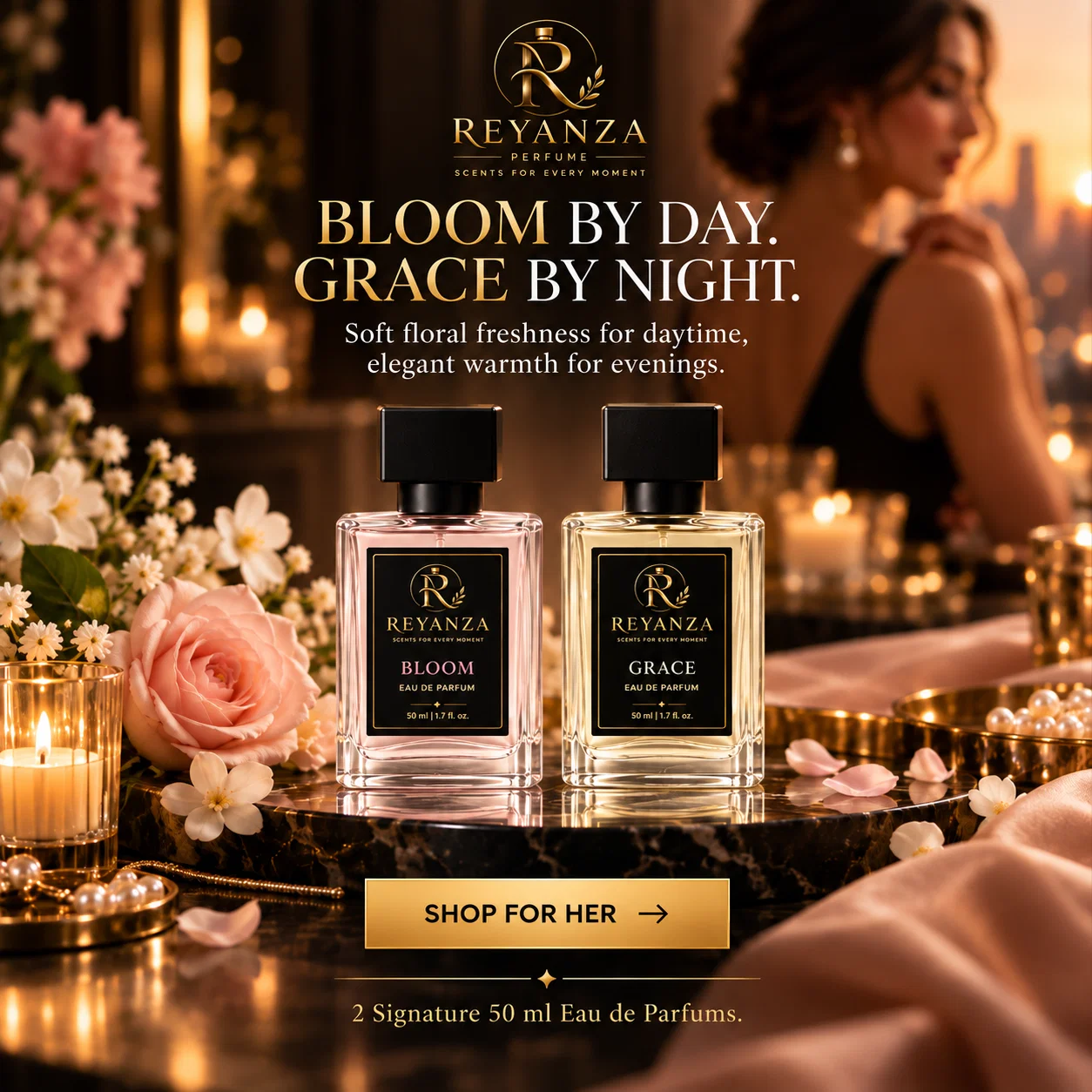 Reyanza Bloom and Grace perfumes for women 50 ml Eau de Parfum