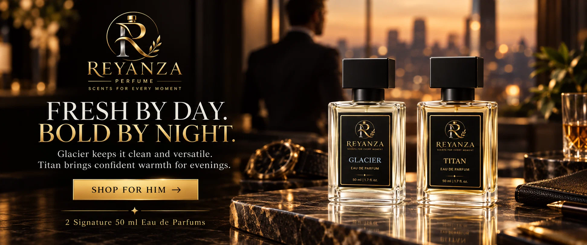 Reyanza Glacier and Titan perfumes for men 50 ml Eau de Parfum