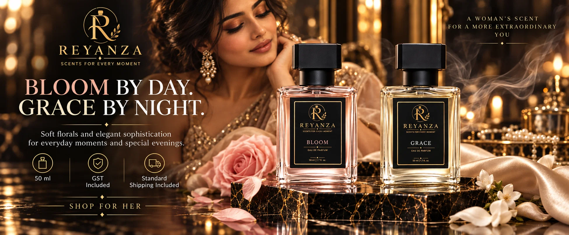 Reyanza Bloom and Grace perfumes for women – bloom by day, grace by night
